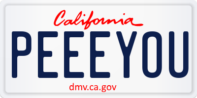 CA license plate PEEEYOU