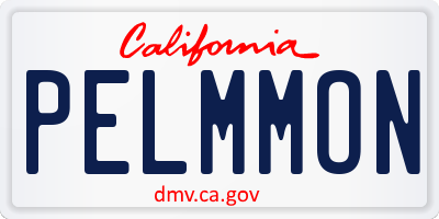 CA license plate PELMMON