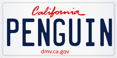 CA license plate PENGUIN