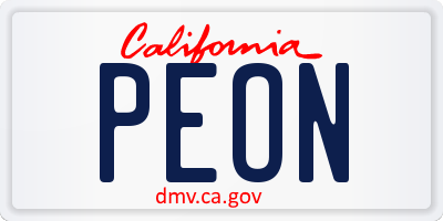 CA license plate PEON