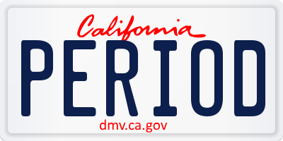 CA license plate PERIOD