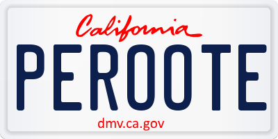 CA license plate PEROOTE