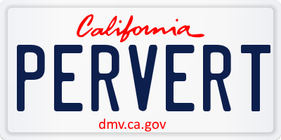 CA license plate PERVERT