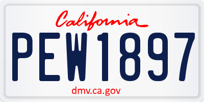 CA license plate PEW1897