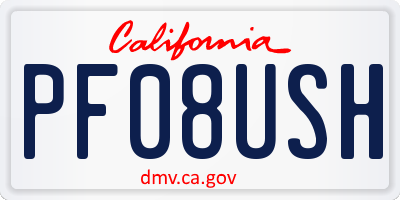 CA license plate PF08USH