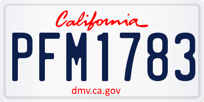 CA license plate PFM1783