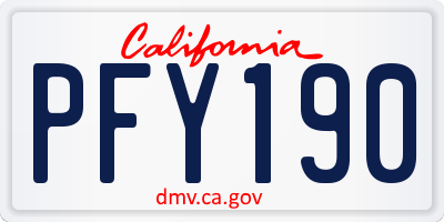 CA license plate PFY190