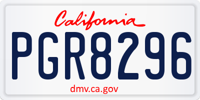 CA license plate PGR8296