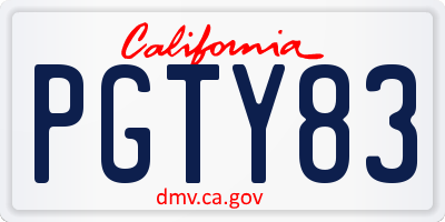 CA license plate PGTY83
