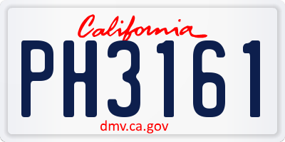 CA license plate PH3161