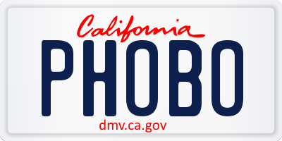 CA license plate PHOBO