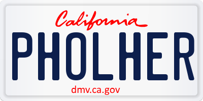 CA license plate PHOLHER