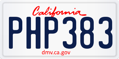 CA license plate PHP383