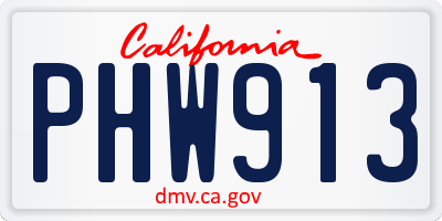 CA license plate PHW913