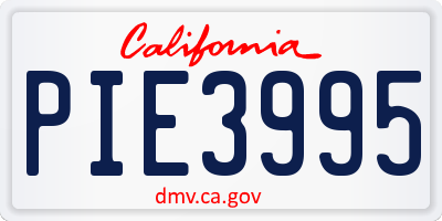 CA license plate PIE3995