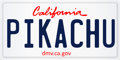 CA license plate PIKACHU