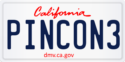 CA license plate PINCON3