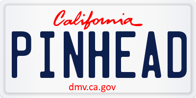 CA license plate PINHEAD