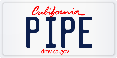 CA license plate PIPE