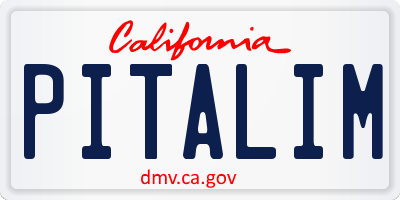 CA license plate PITALIM