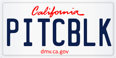 CA license plate PITCBLK