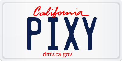 CA license plate PIXY