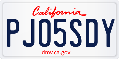 CA license plate PJ05SDY