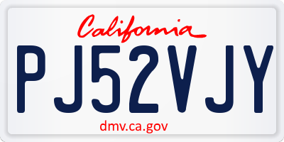 CA license plate PJ52VJY