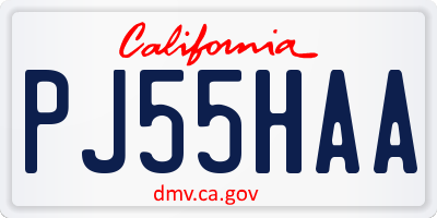 CA license plate PJ55HAA