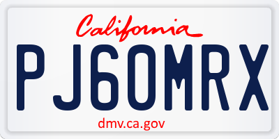 CA license plate PJ60MRX