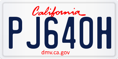 CA license plate PJ640H