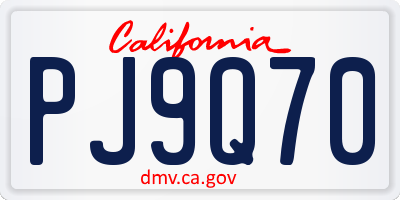 CA license plate PJ9Q70