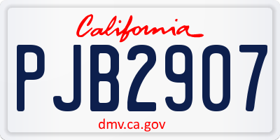 CA license plate PJB2907