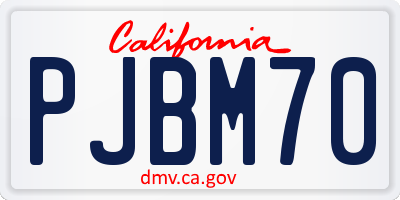 CA license plate PJBM70