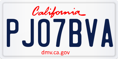 CA license plate PJO7BVA