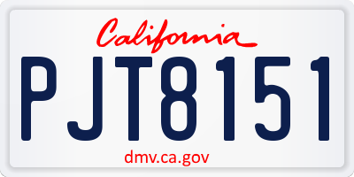 CA license plate PJT8151