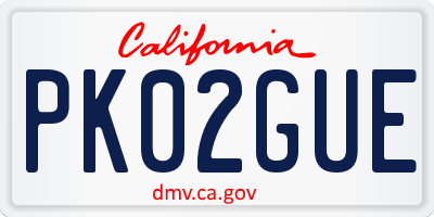 CA license plate PK02GUE