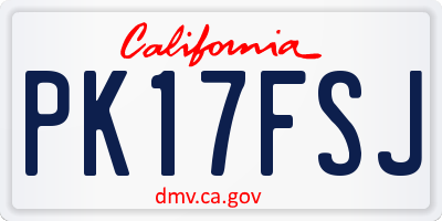 CA license plate PK17FSJ