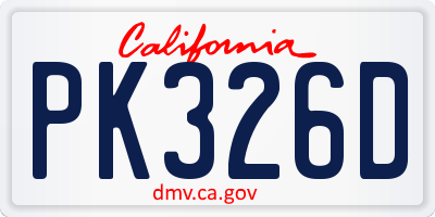 CA license plate PK326D