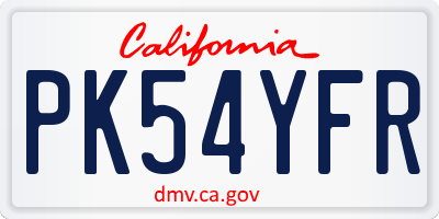 CA license plate PK54YFR