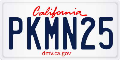 CA license plate PKMN25