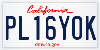 CA license plate PL16YOK