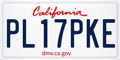 CA license plate PL17PKE