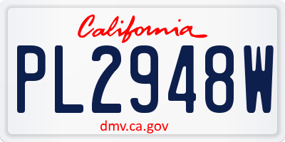 CA license plate PL2948W