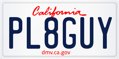 CA license plate PL8GUY