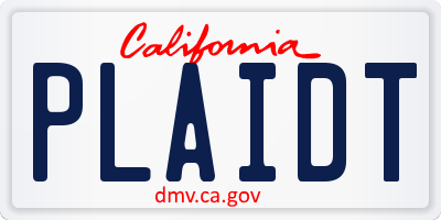 CA license plate PLAIDT