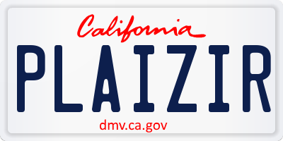 CA license plate PLAIZIR