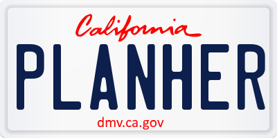 CA license plate PLANHER