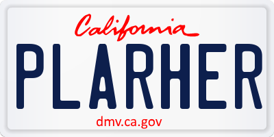 CA license plate PLARHER