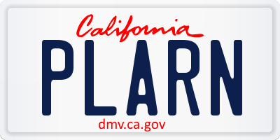 CA license plate PLARN